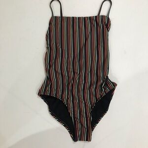 Free press bathing suit one pice swimsuit Sz SX NWOT multicolor striped Crosbqck